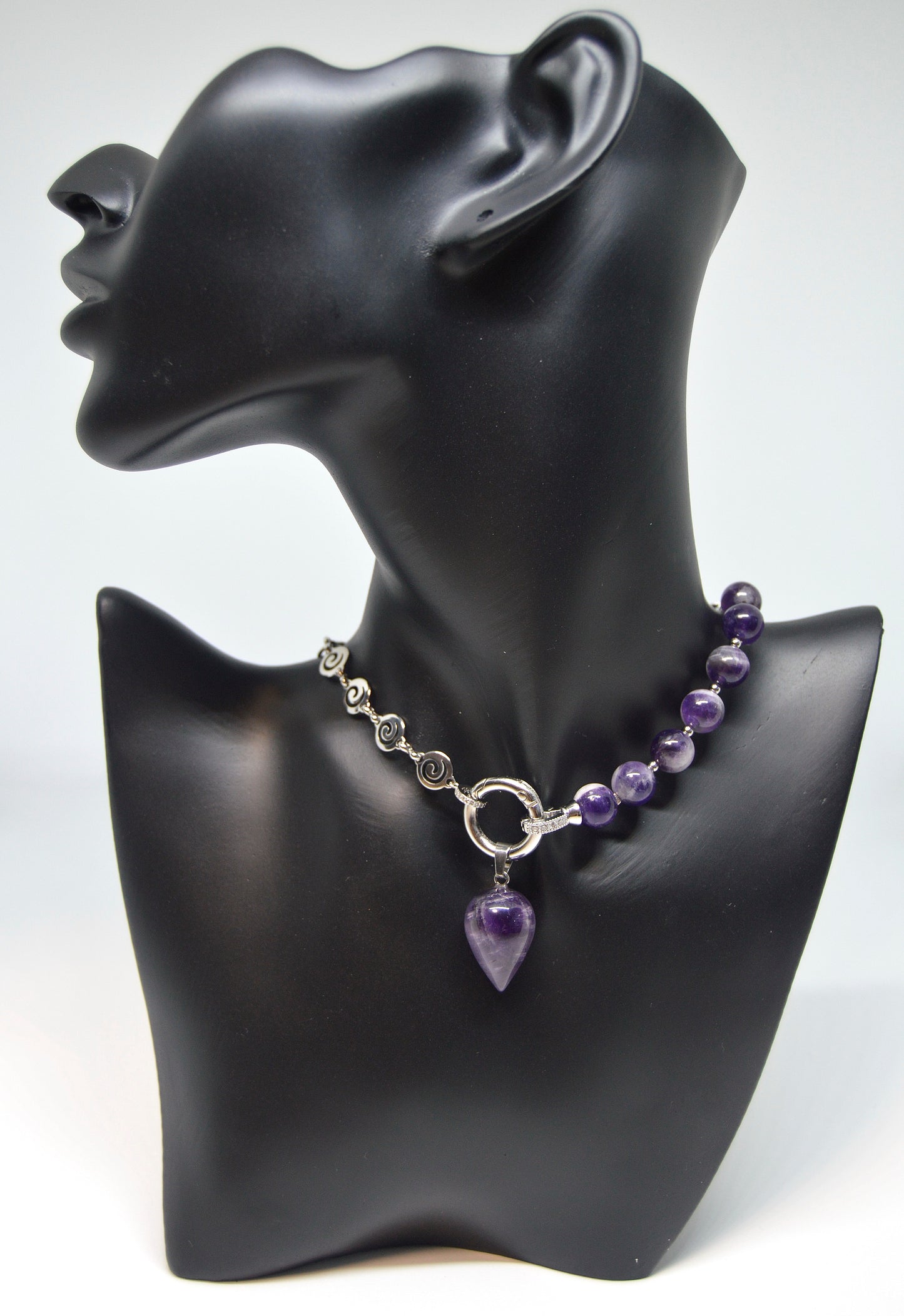 3 in 1 Natural Amethyst Stone Beaded Transforming Jewellery - Pendant Necklace, Choker and Bracelet Bestseller