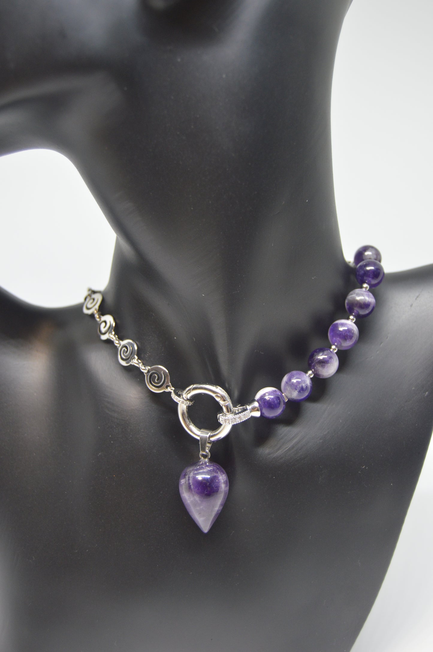 3 in 1 Natural Amethyst Stone Beaded Transforming Jewellery - Pendant Necklace, Choker and Bracelet Bestseller