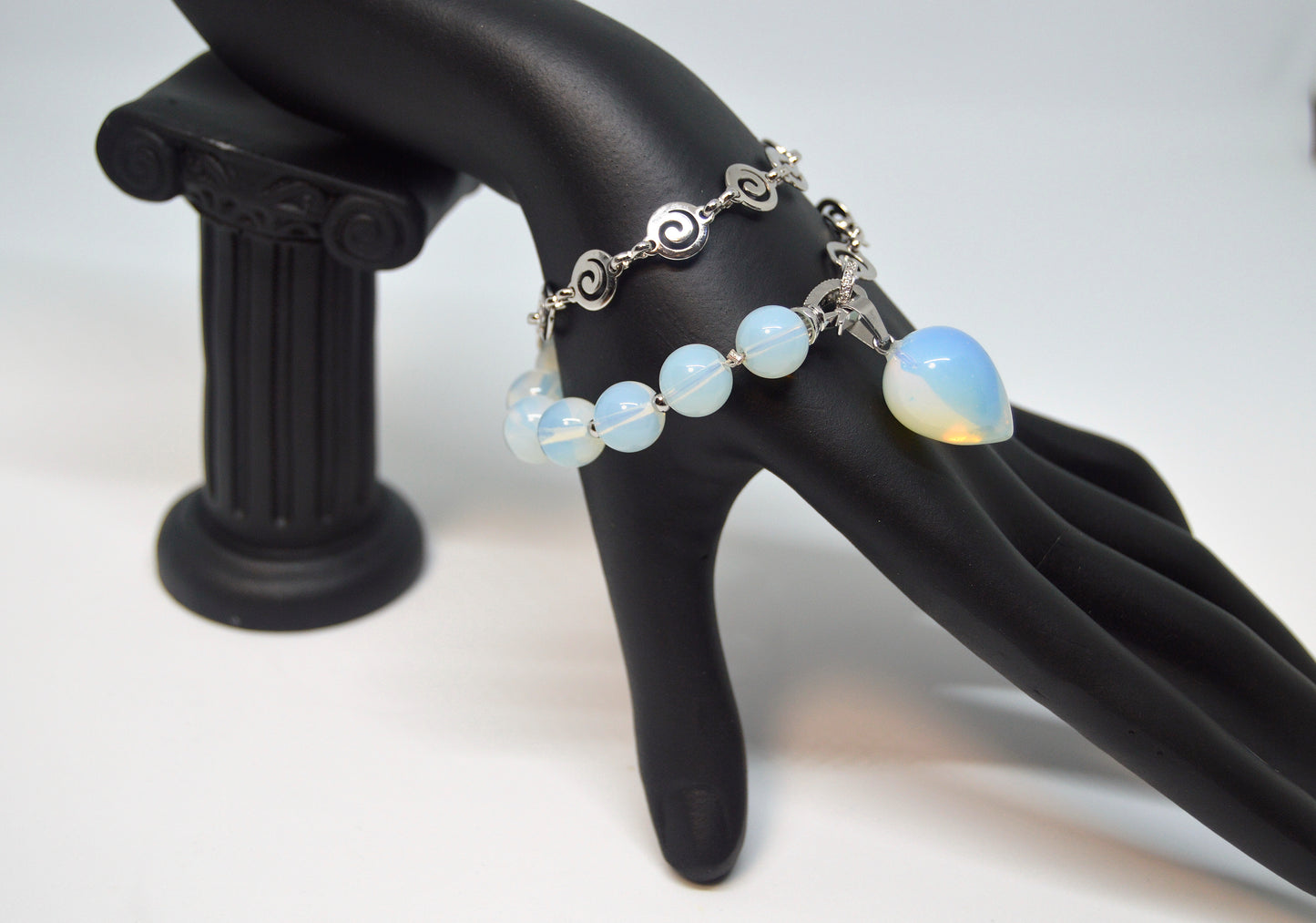 3 in 1 Natural Moonstone Stone Beaded Transforming Jewellery - Pendant Necklace, Choker and Bracelet Bestseller