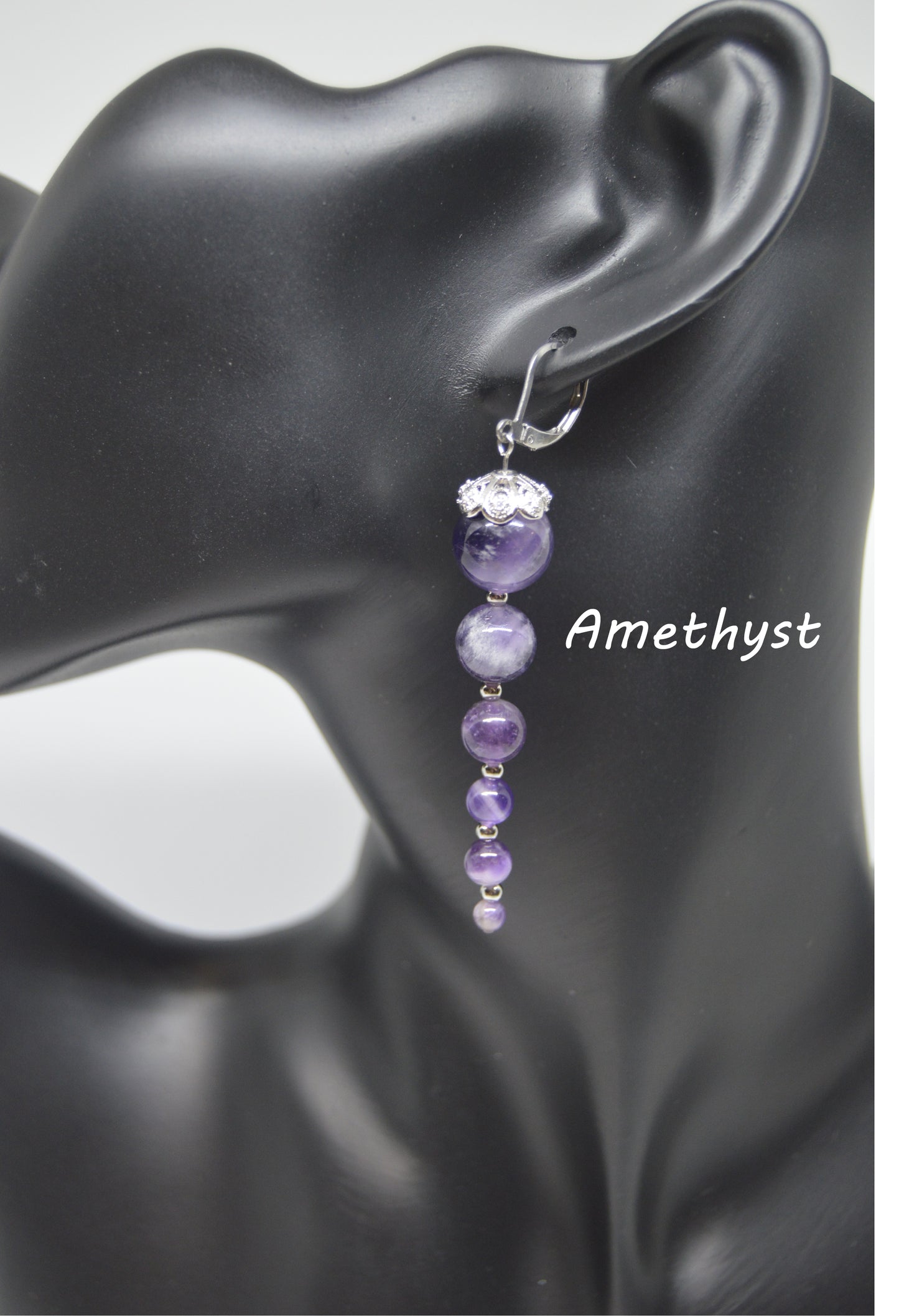 Natural Amethyst Long Drop Dangle Icicle Occasion Earrings