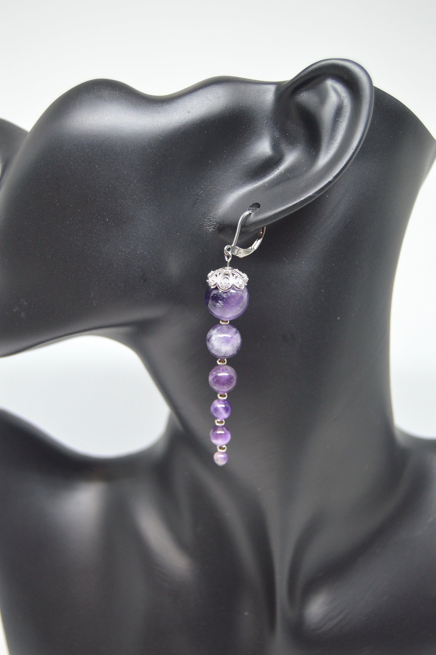 Natural Amethyst Long Drop Dangle Icicle Occasion Earrings