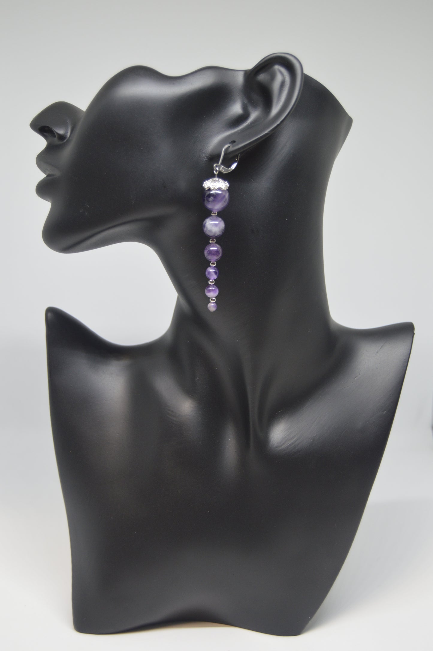 Natural Amethyst Long Drop Dangle Icicle Occasion Earrings