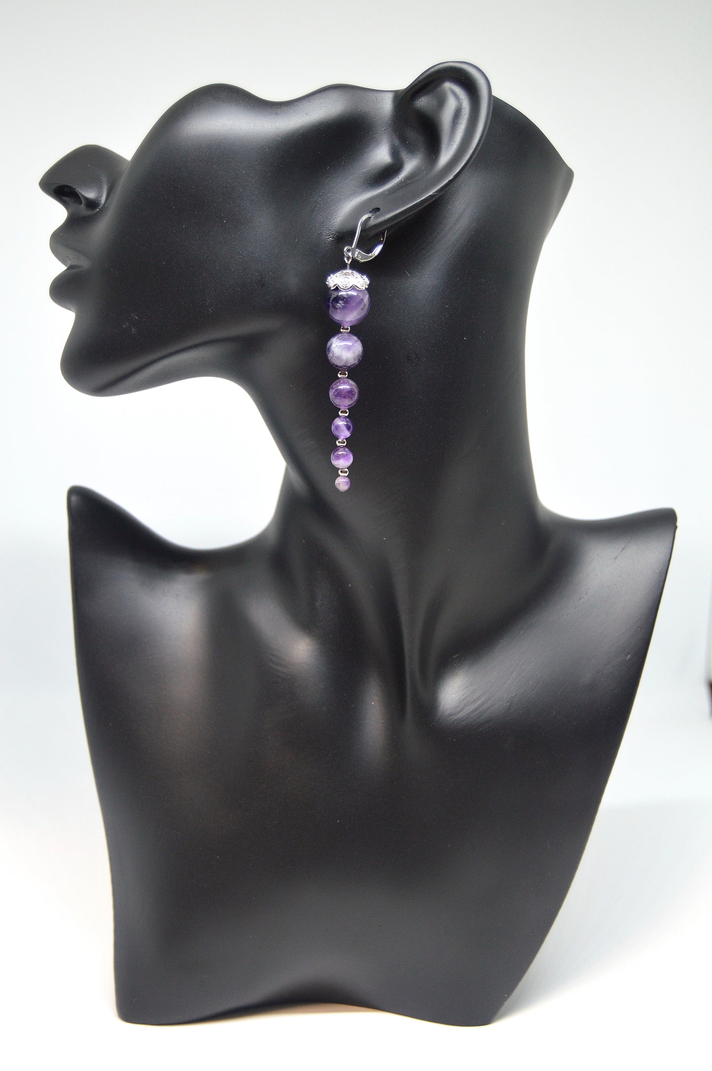 Natural Amethyst Long Drop Dangle Icicle Occasion Earrings