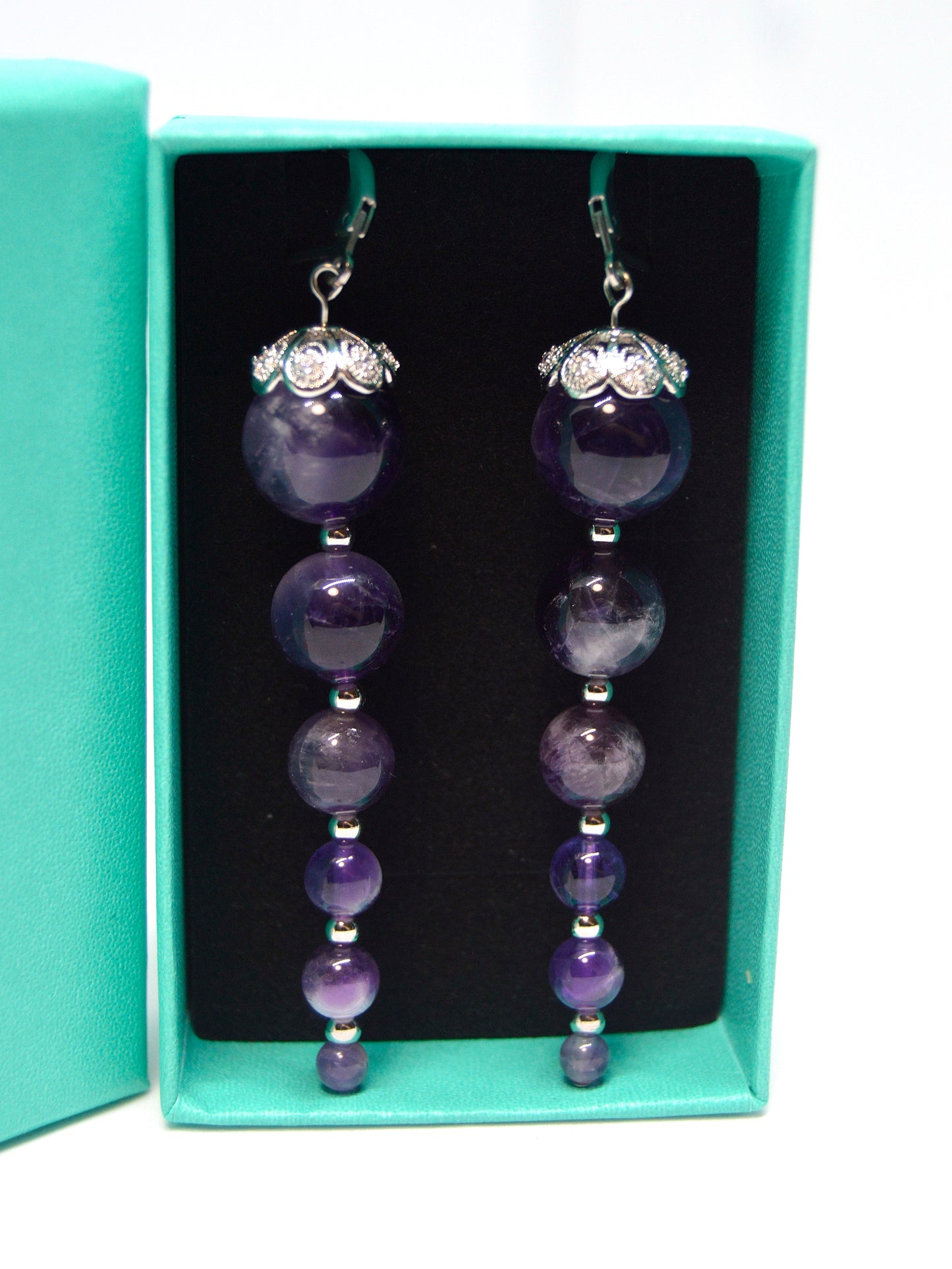 Natural Amethyst Long Drop Dangle Icicle Occasion Earrings