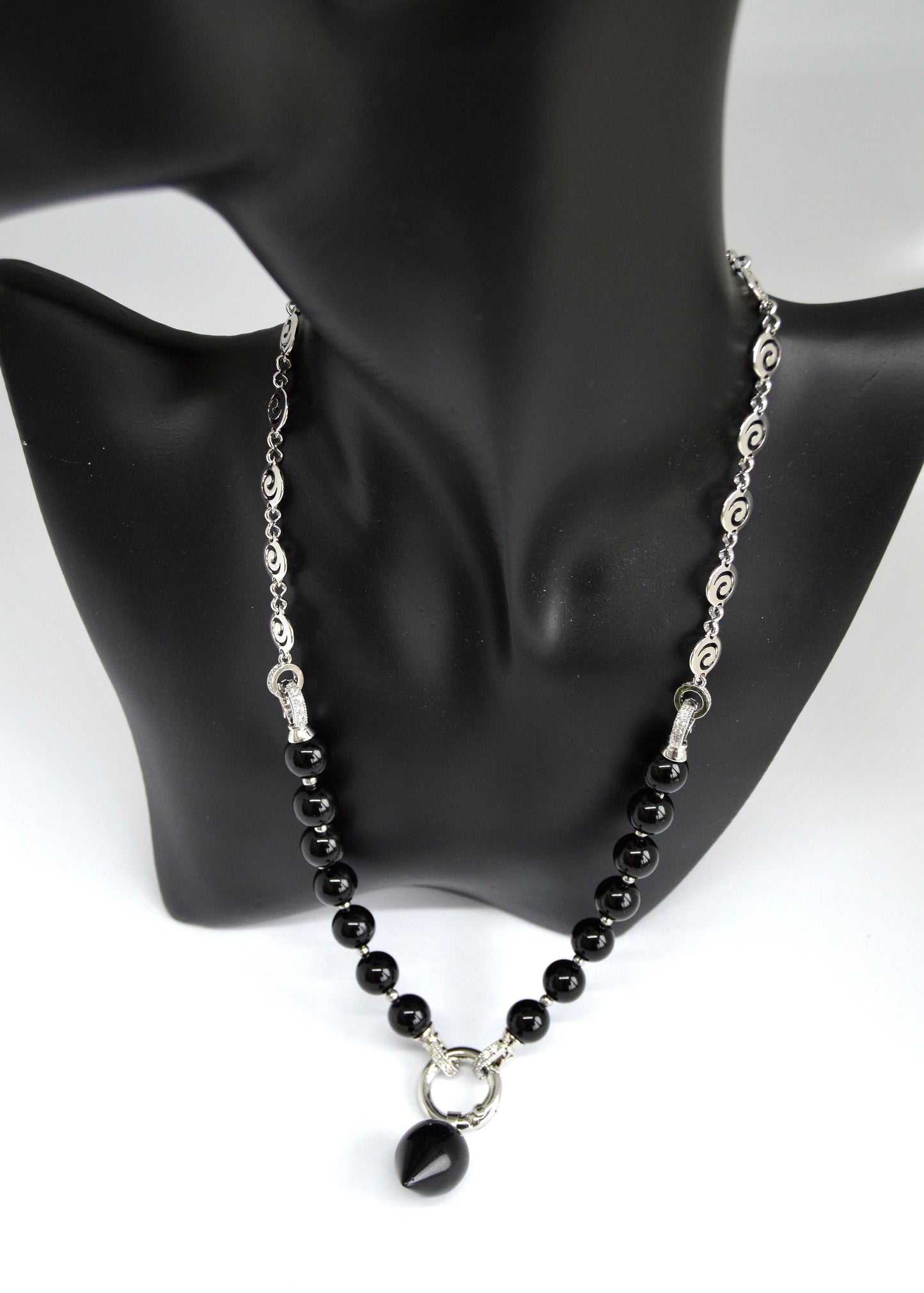 3 in 1 Natural Black Agate Stone Beaded Transforming Jewellery - Pendant Necklace, Choker and Bracelet Bestseller