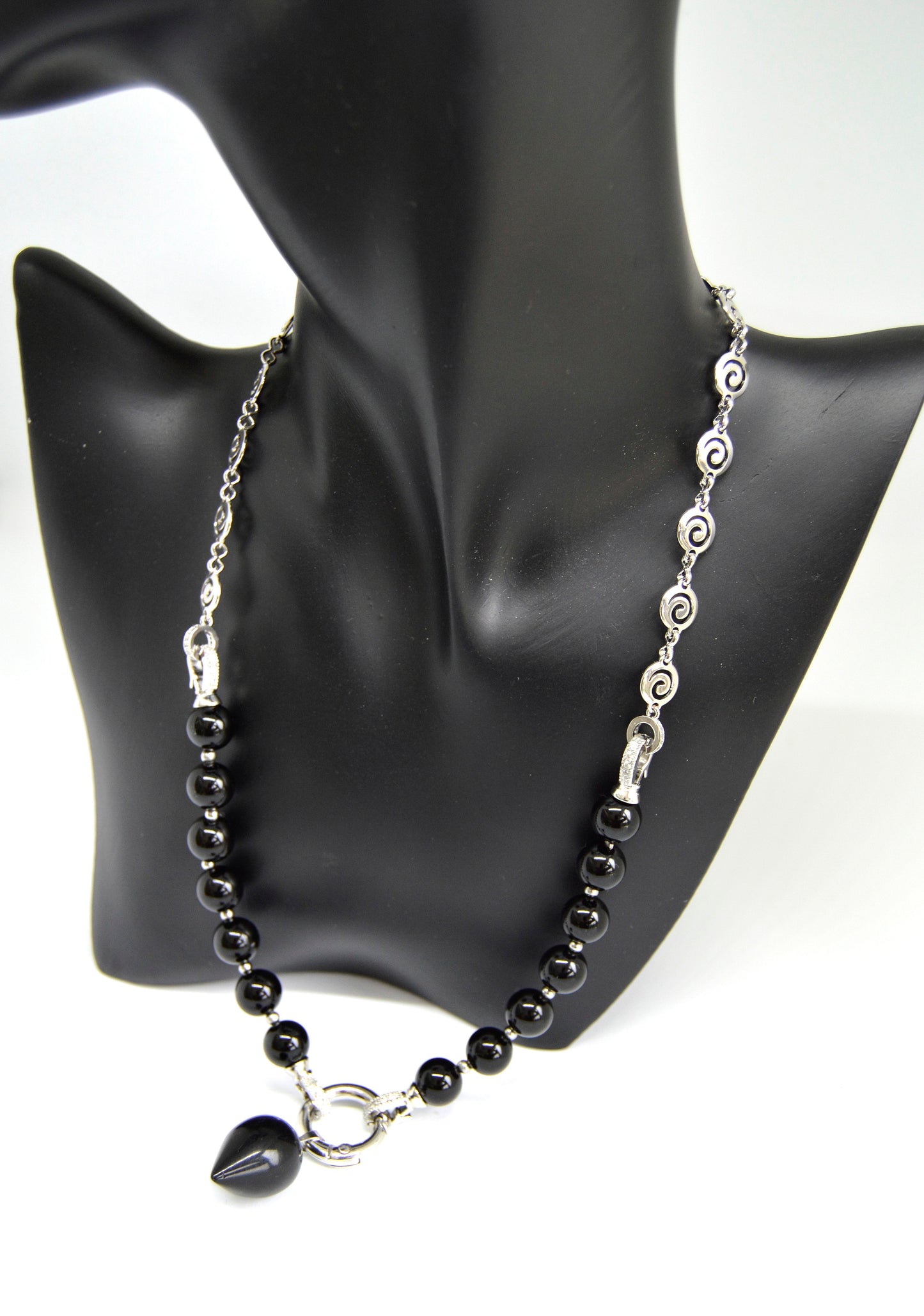 3 in 1 Natural Black Agate Stone Beaded Transforming Jewellery - Pendant Necklace, Choker and Bracelet Bestseller