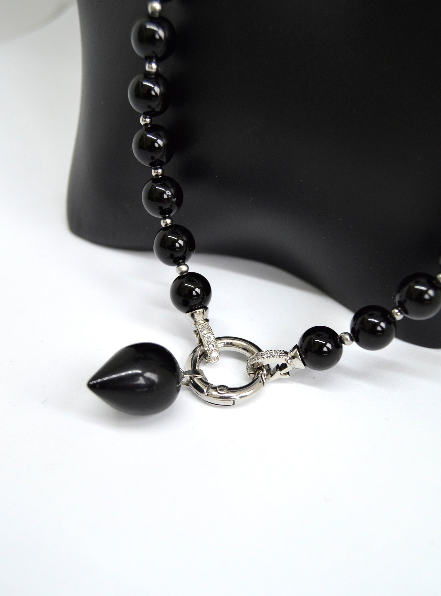 3 in 1 Natural Black Agate Stone Beaded Transforming Jewellery - Pendant Necklace, Choker and Bracelet Bestseller