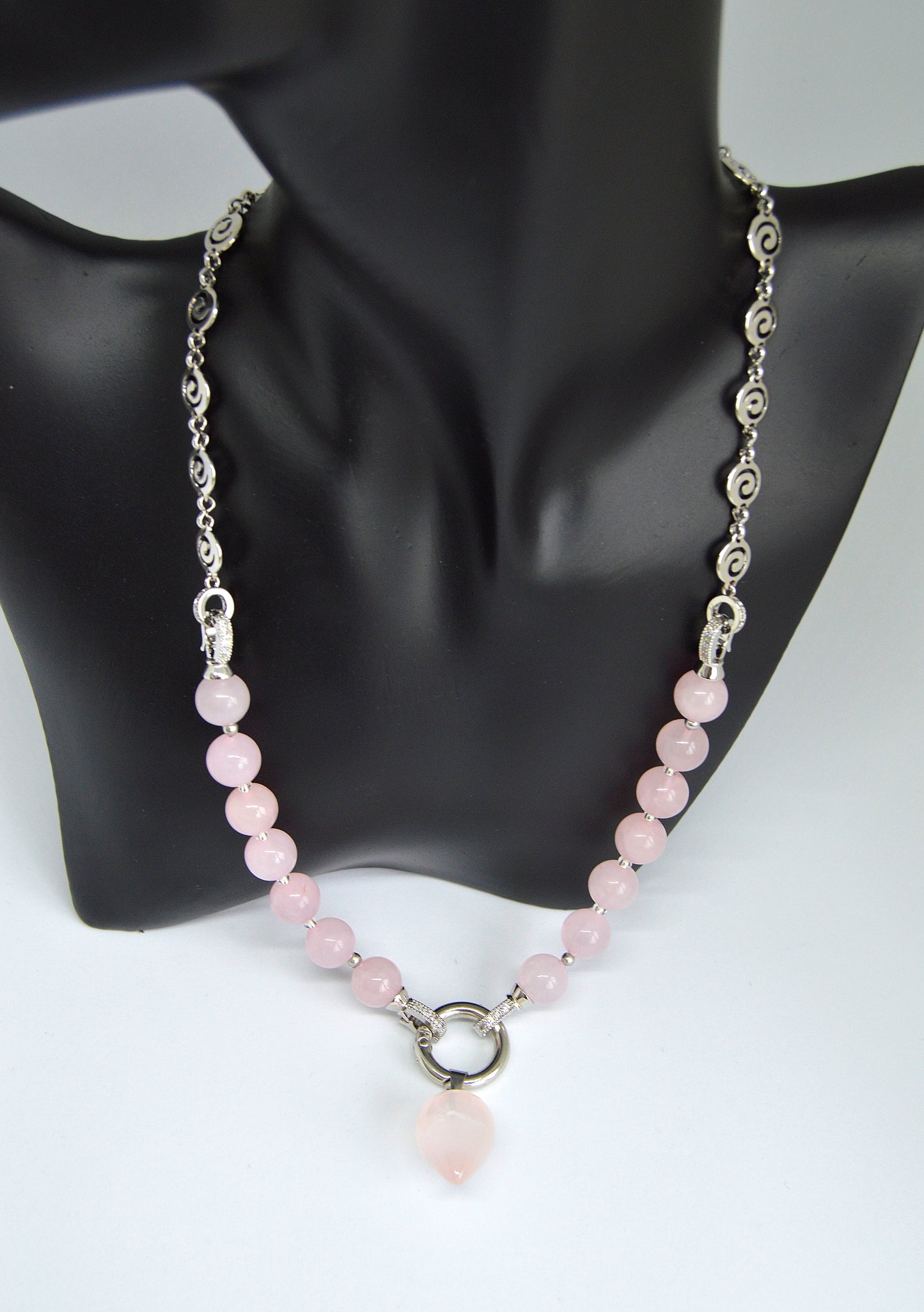 3 in 1 Natural Rose Pink Quartz Stone Beaded Transforming Jewellery - Pendant Necklace, Choker and Bracelet Bestseller