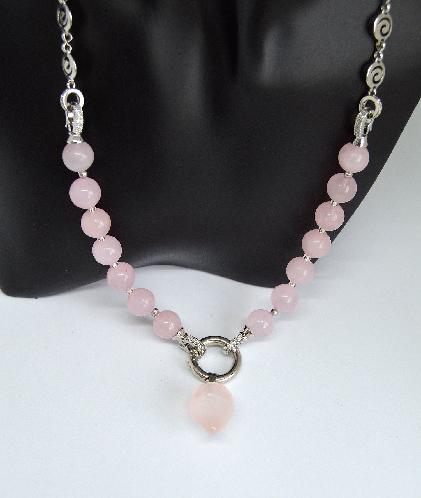 3 in 1 Natural Rose Pink Quartz Stone Beaded Transforming Jewellery - Pendant Necklace, Choker and Bracelet Bestseller