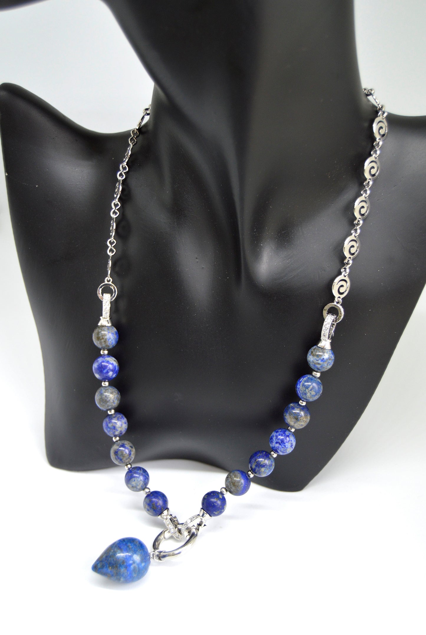 3 in 1 Natural Lapis Lazuli Stone Beaded Transforming Jewellery - Pendant Necklace, Choker and Bracelet Bestseller