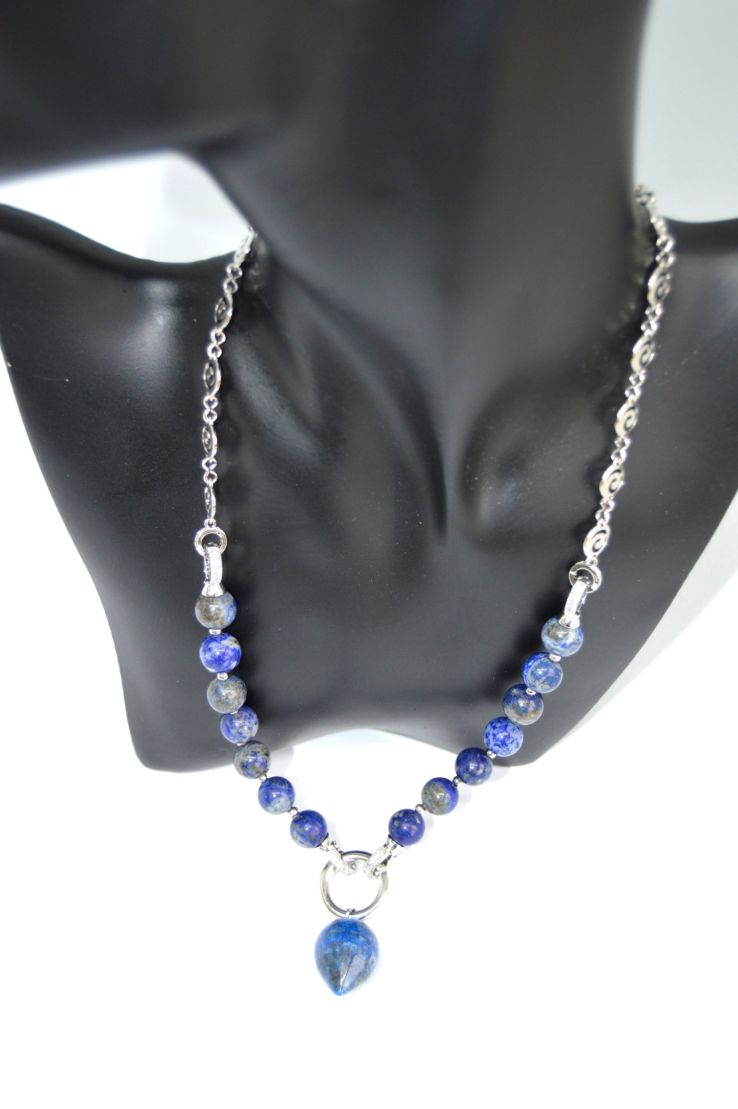 3 in 1 Natural Lapis Lazuli Stone Beaded Transforming Jewellery - Pendant Necklace, Choker and Bracelet Bestseller