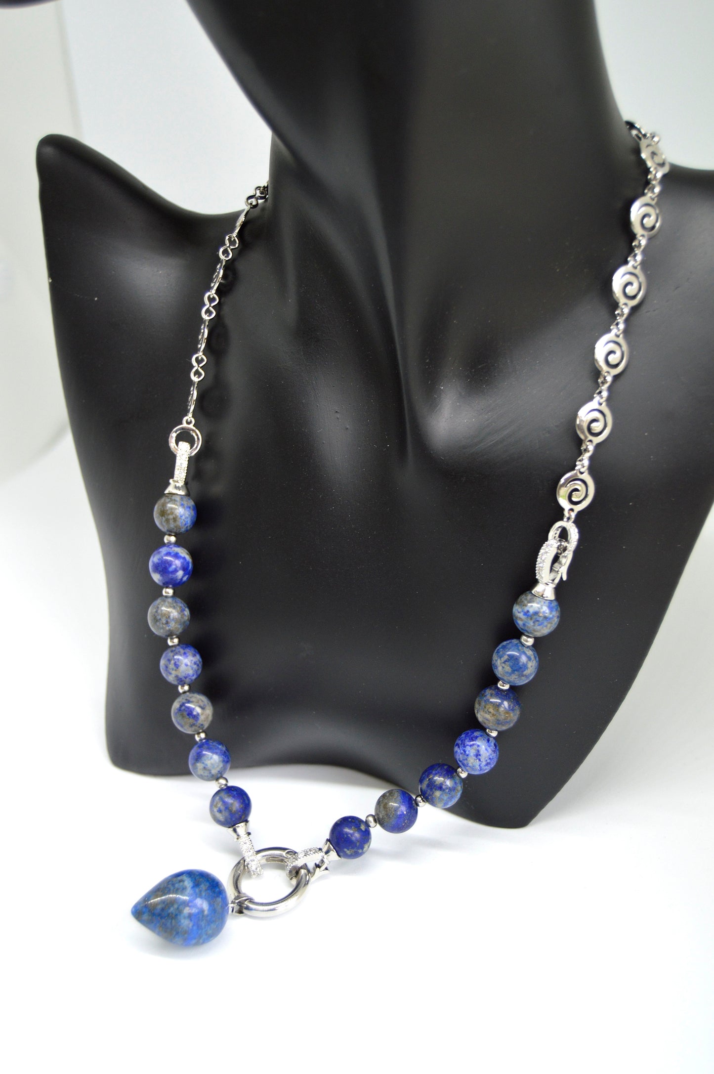 3 in 1 Natural Lapis Lazuli Stone Beaded Transforming Jewellery - Pendant Necklace, Choker and Bracelet Bestseller