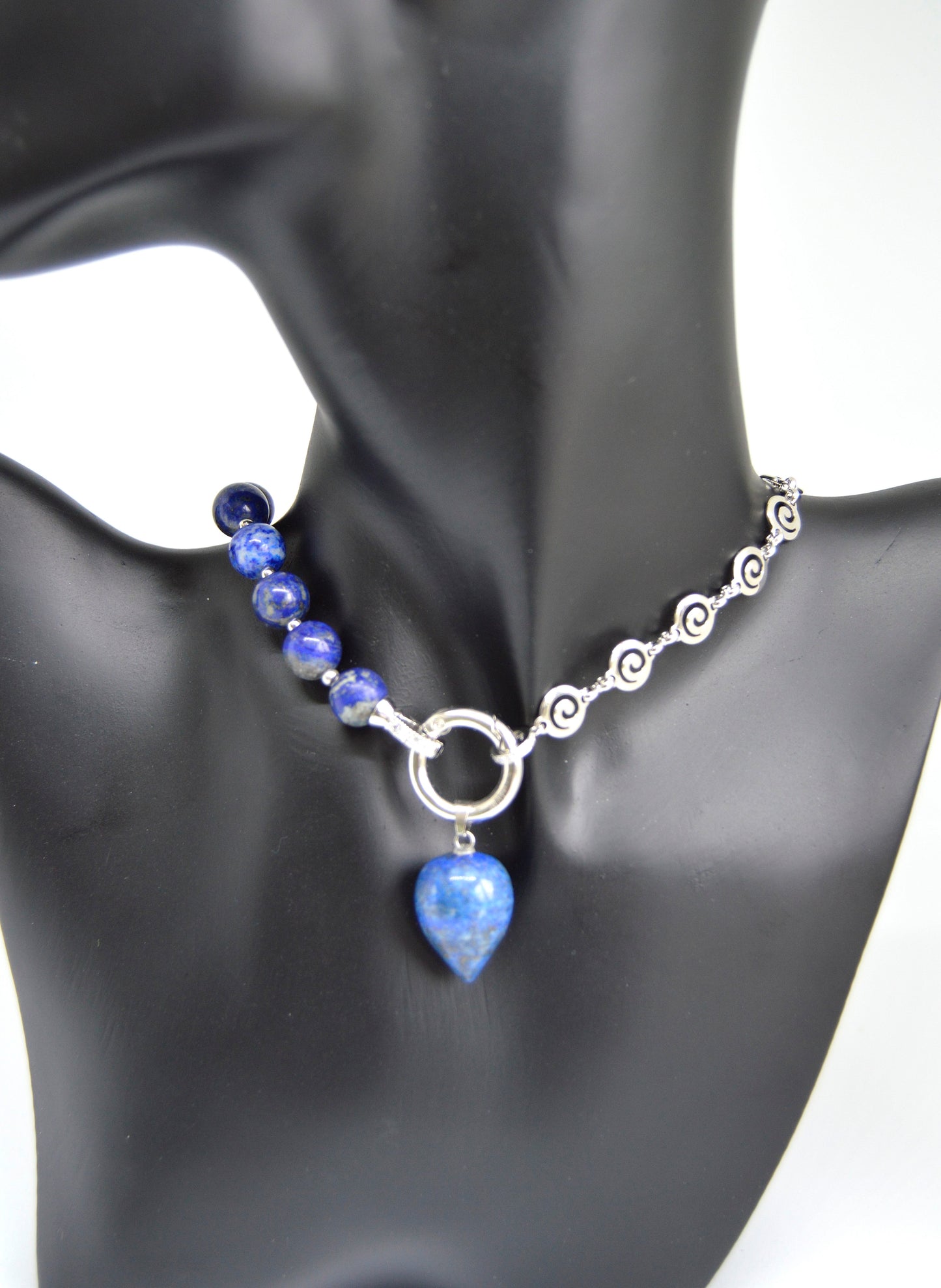 3 in 1 Natural Lapis Lazuli Stone Beaded Transforming Jewellery - Pendant Necklace, Choker and Bracelet Bestseller