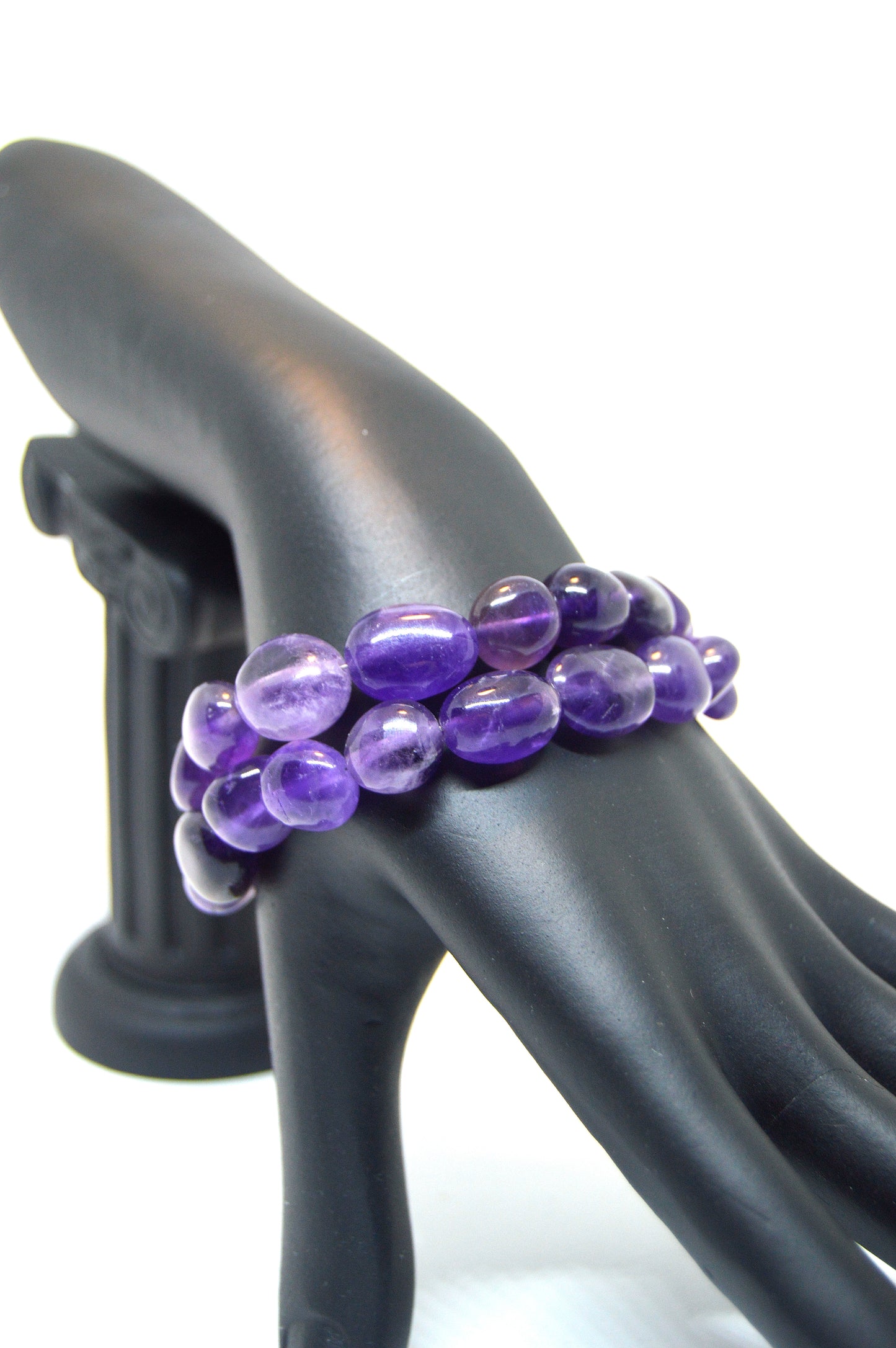 Amethyst Irregular Shape Beaded Double String Bracelet