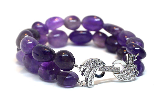 Amethyst Irregular Shape Beaded Double String Bracelet