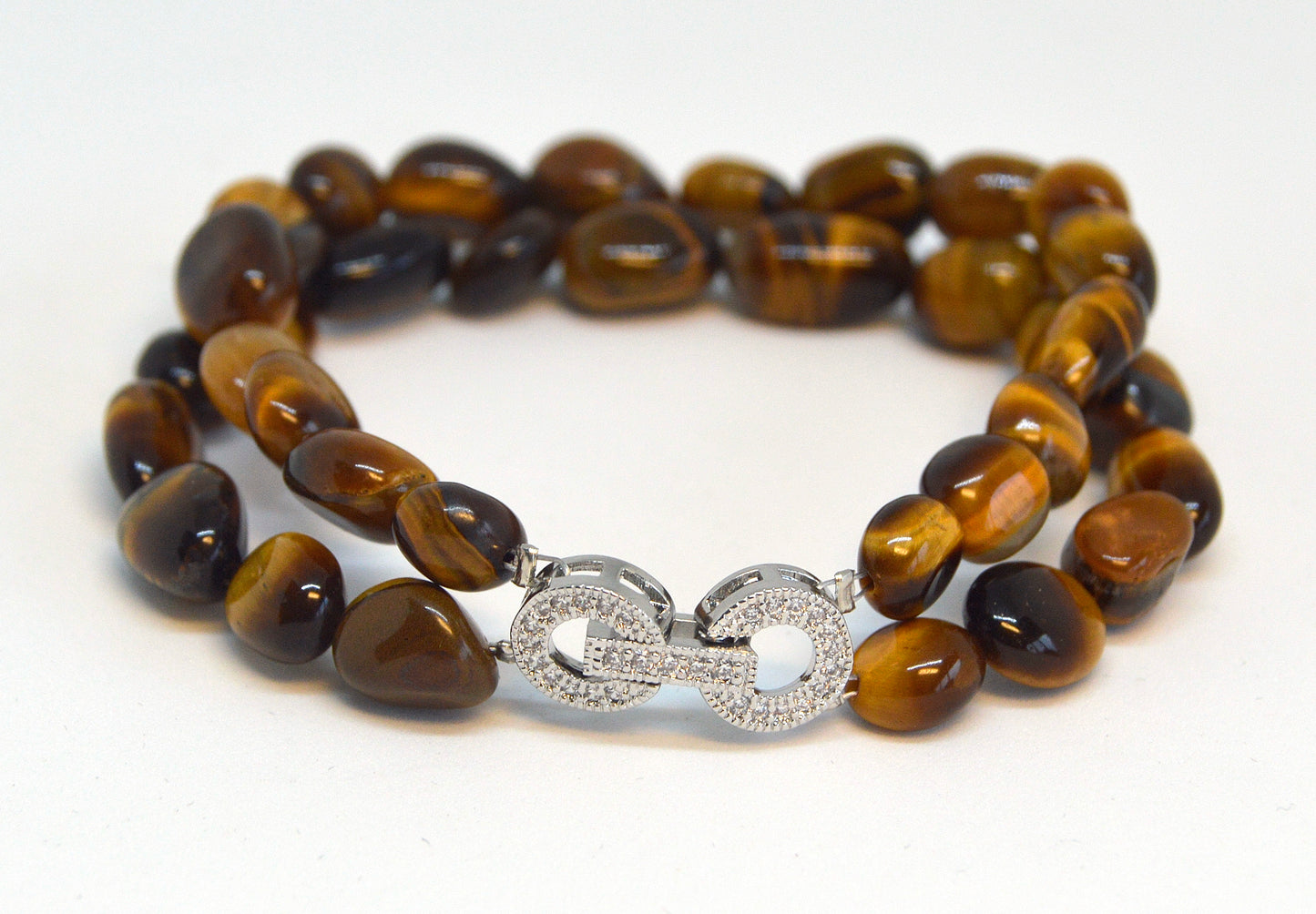 Tiger's Eye Irregular Shape Beaded Double String Bracelet