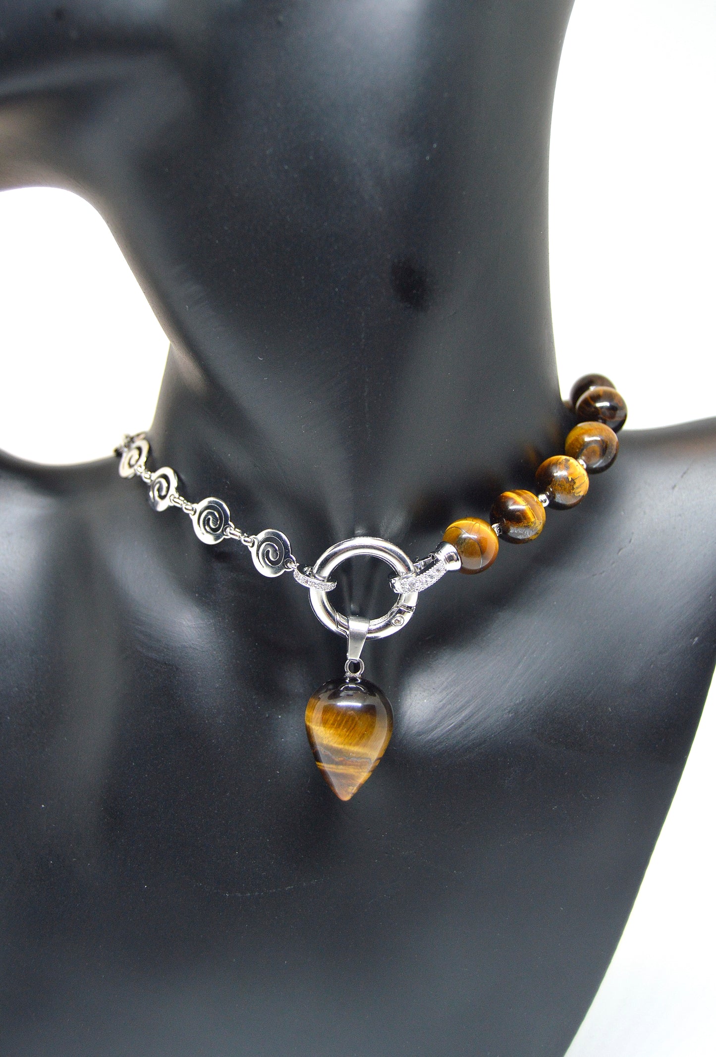 3 in 1 Natural Tiger's Eye Stone Beaded Transforming Jewellery - Pendant Necklace, Choker and Bracelet Bestseller