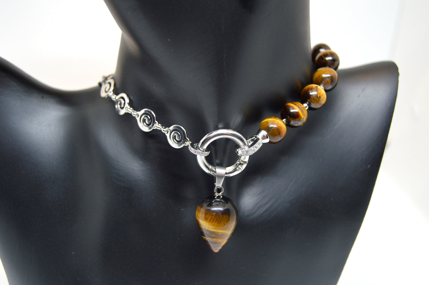 3 in 1 Natural Tiger's Eye Stone Beaded Transforming Jewellery - Pendant Necklace, Choker and Bracelet Bestseller