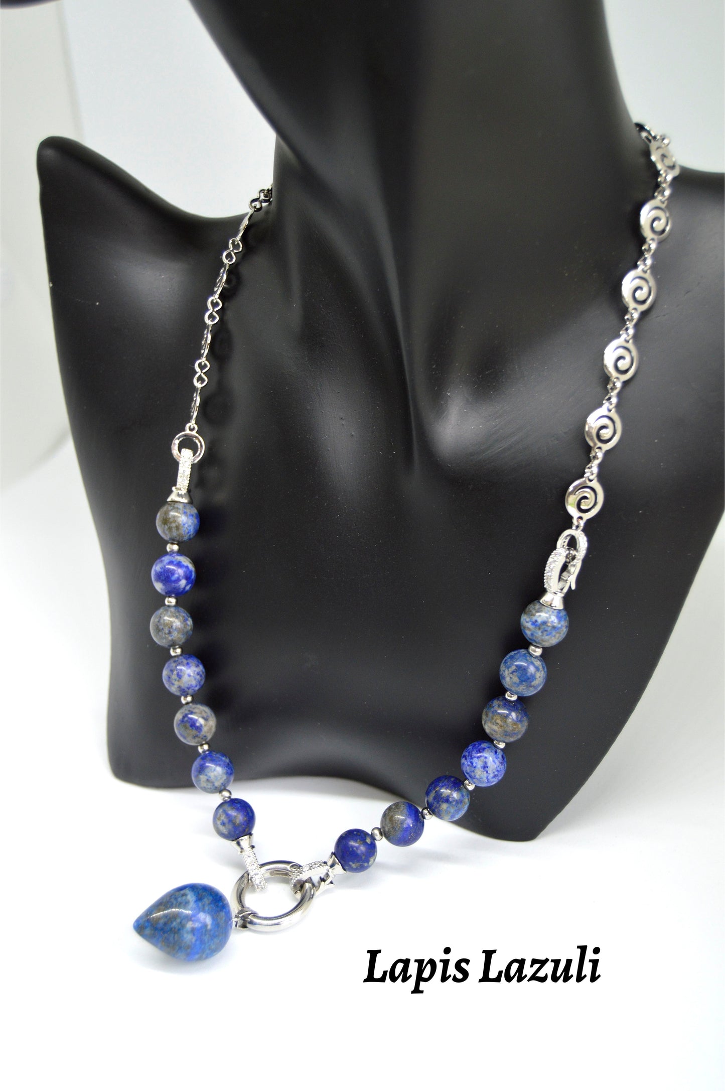 3 in 1 Natural Lapis Lazuli Stone Beaded Transforming Jewellery - Pendant Necklace, Choker and Bracelet Bestseller