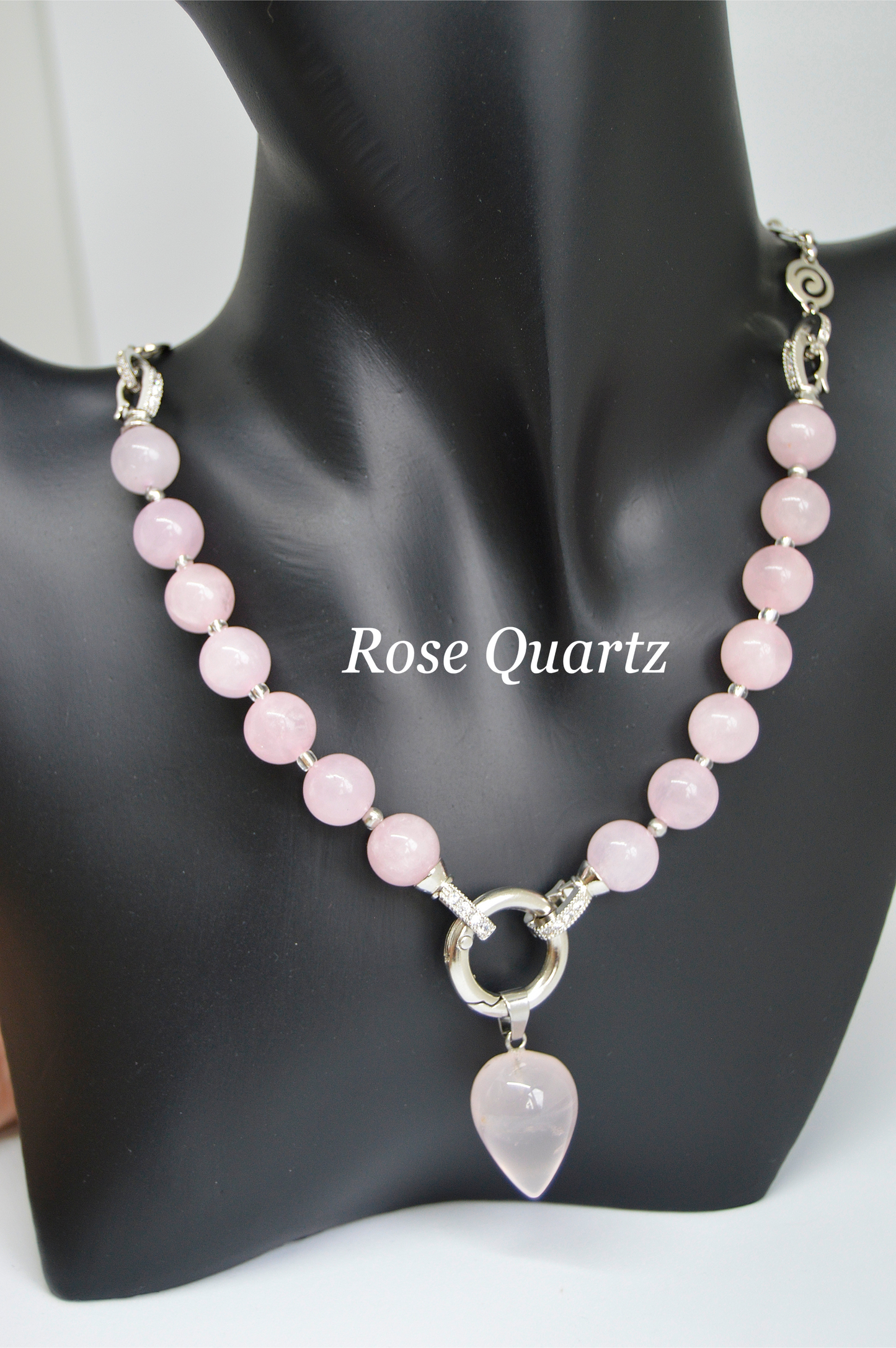 3 in 1 Natural Rose Pink Quartz Stone Beaded Transforming Jewellery - Pendant Necklace, Choker and Bracelet Bestseller