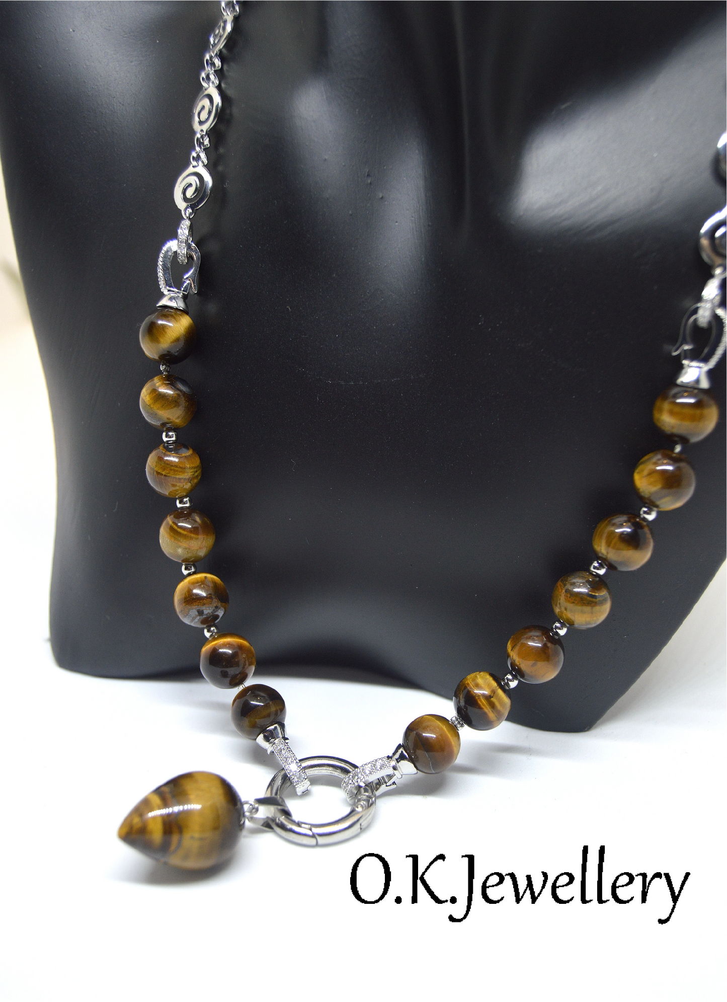 3 in 1 Natural Tiger's Eye Stone Beaded Transforming Jewellery - Pendant Necklace, Choker and Bracelet Bestseller